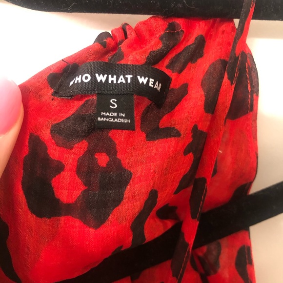 Who What Wear Red Cheetah Print Halter Blouse - Picture 6 of 9